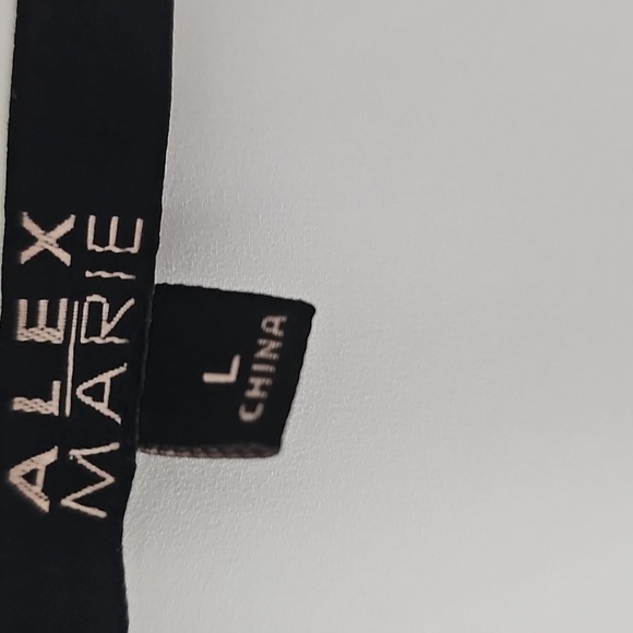 Alex Marie Elegant Cream V-Neck Blouse With Long Sleeves. Large - Picture 2 of 7